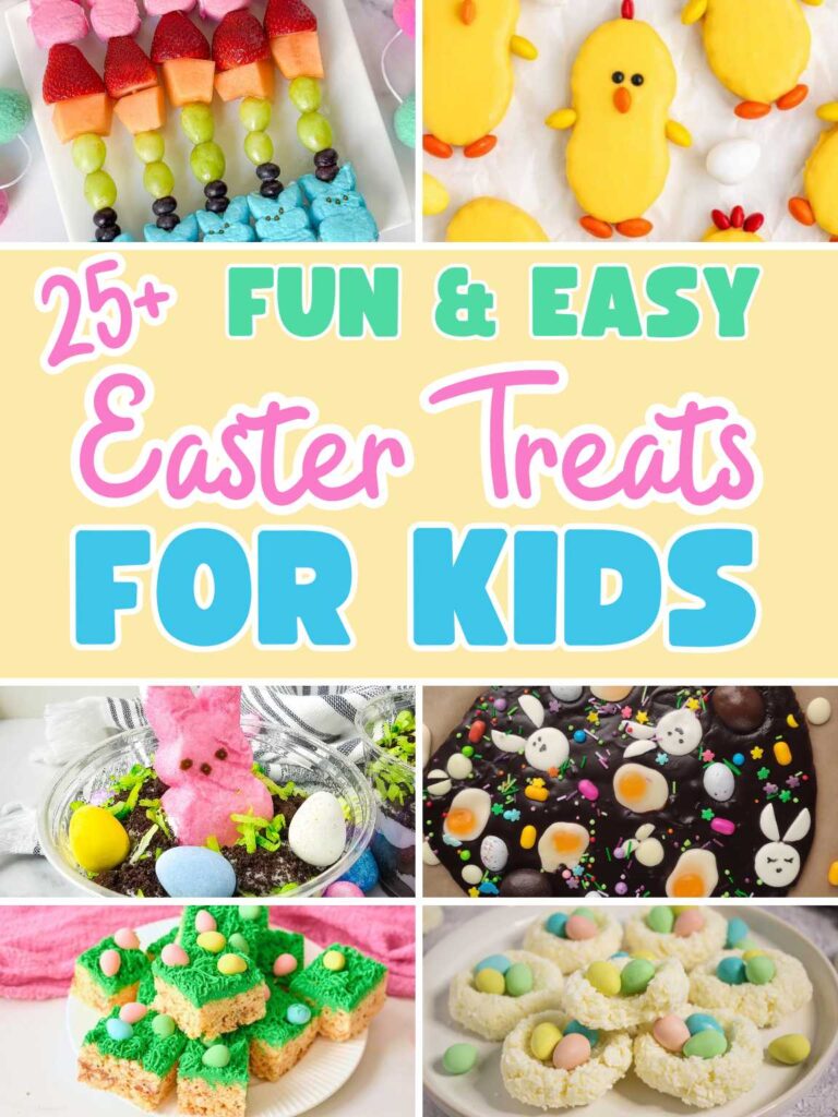 Collage of a variety of Easter treats for kids.