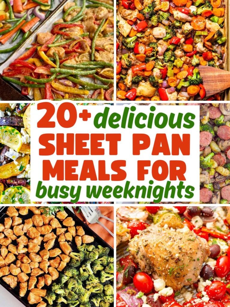 Collage of various Sheet pan meals
