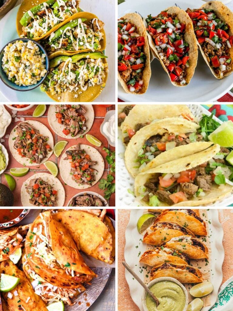 Collage of a variety of taco Tuesday recipes.