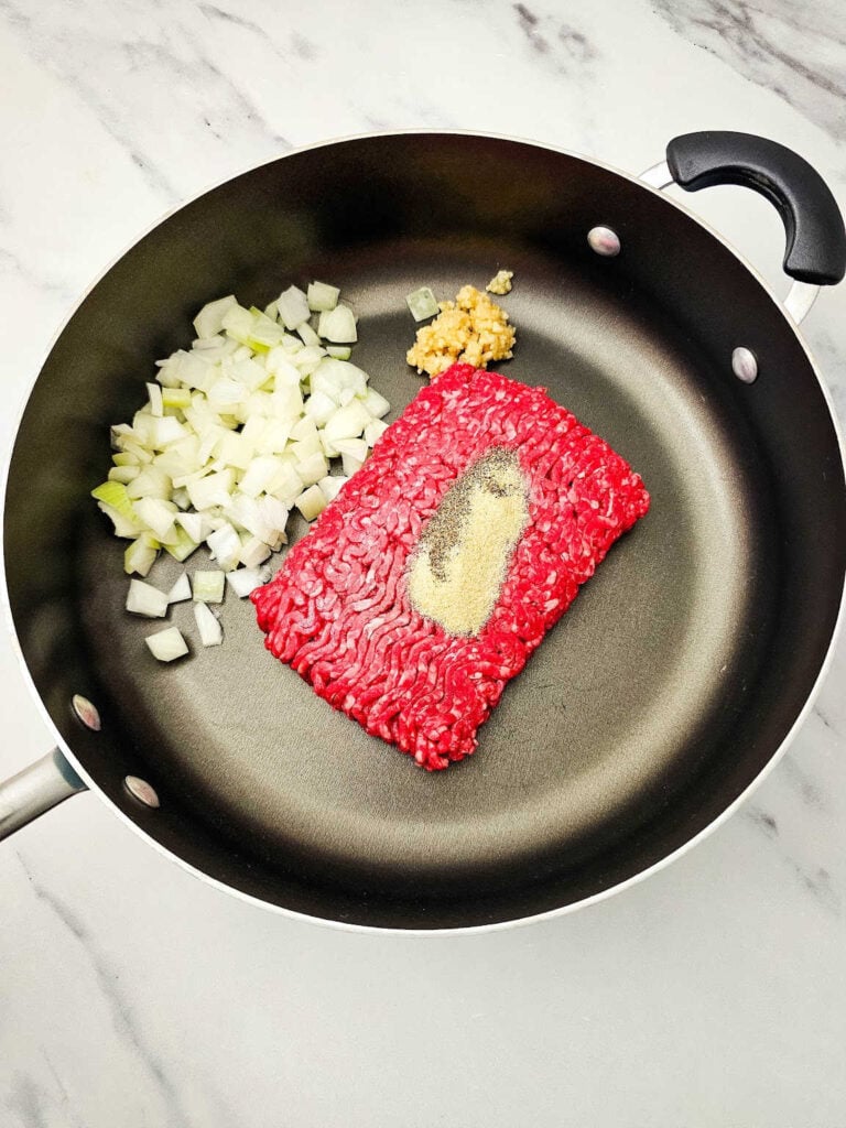 One pan cheeseburger pasta process 2