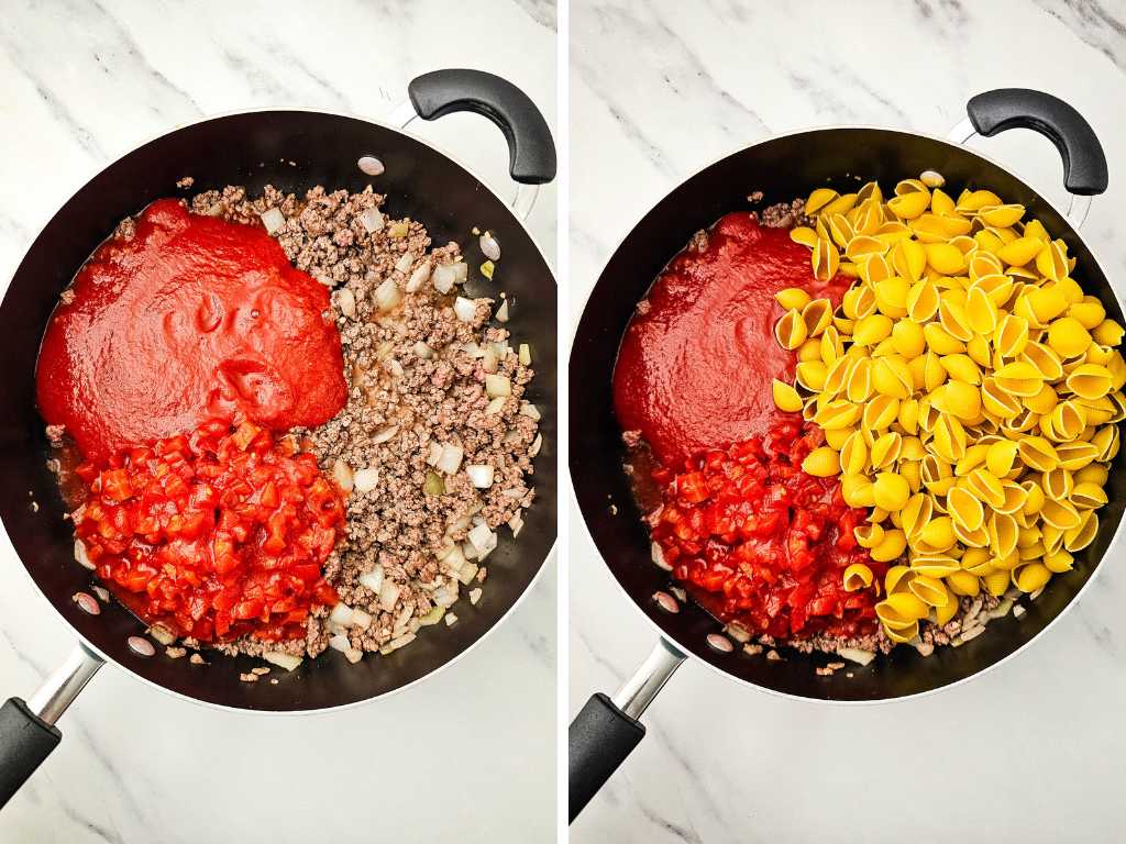 One pan cheeseburger pasta process 3