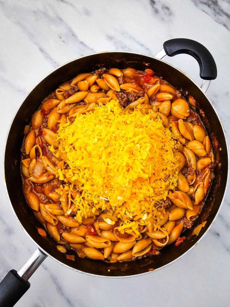 One pan cheeseburger pasta process 4