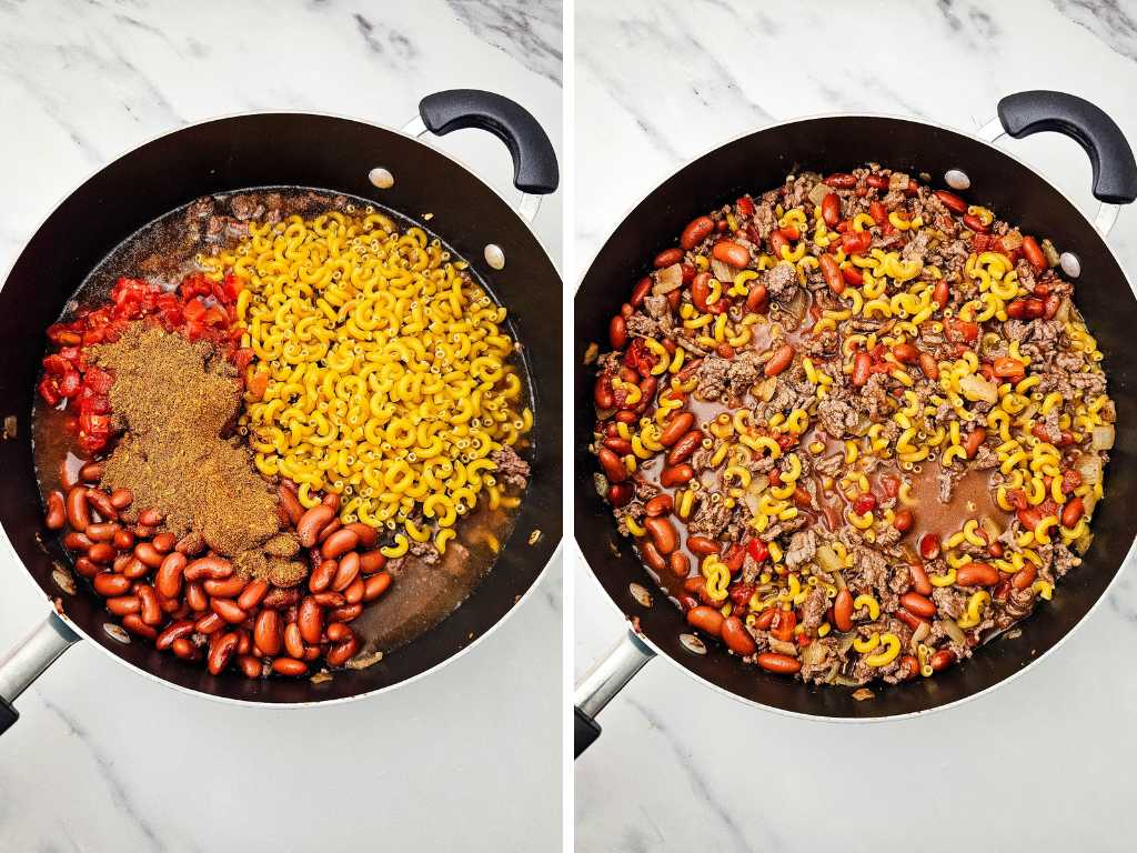 One skillet chili mac recipe process 3