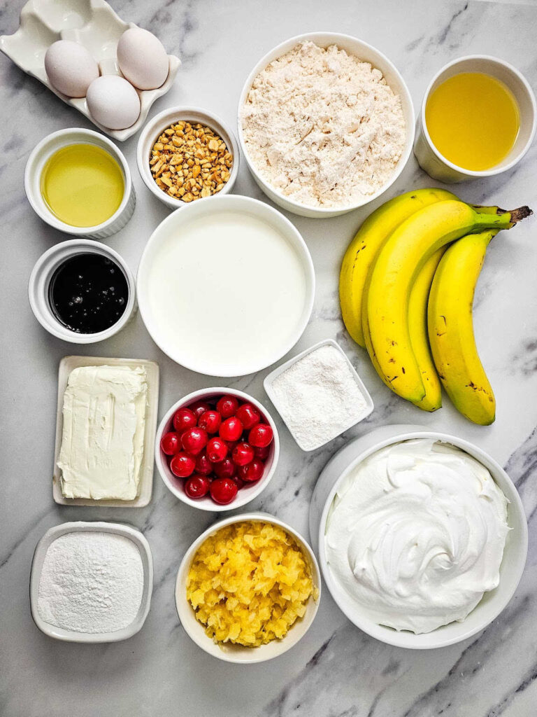 Banana split cake ingredients