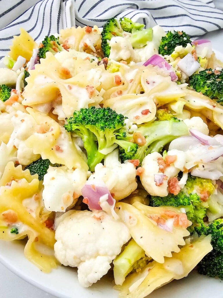 Broccoli cauliflower pasta salad