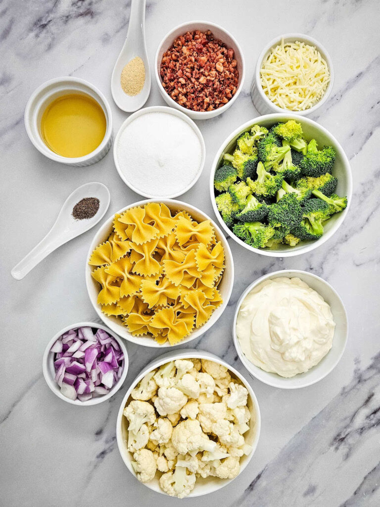 Broccoli cauliflower pasta salad ingredients