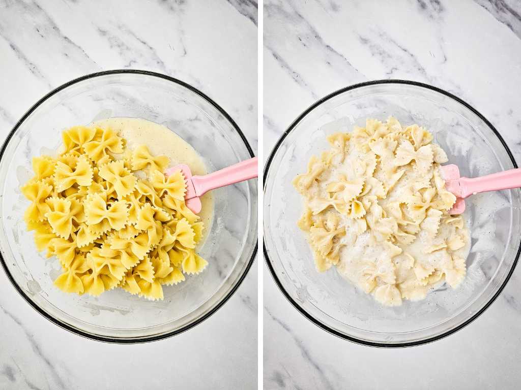 Broccoli cauliflower pasta salad process 4
