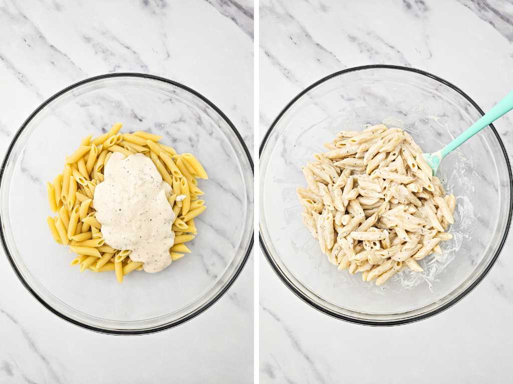 Caesar pasta salad process 2
