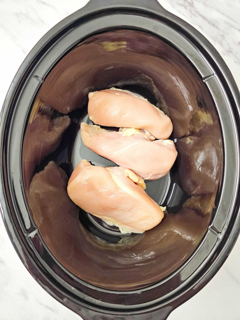 Crockpot salsa chicken tacos process 1