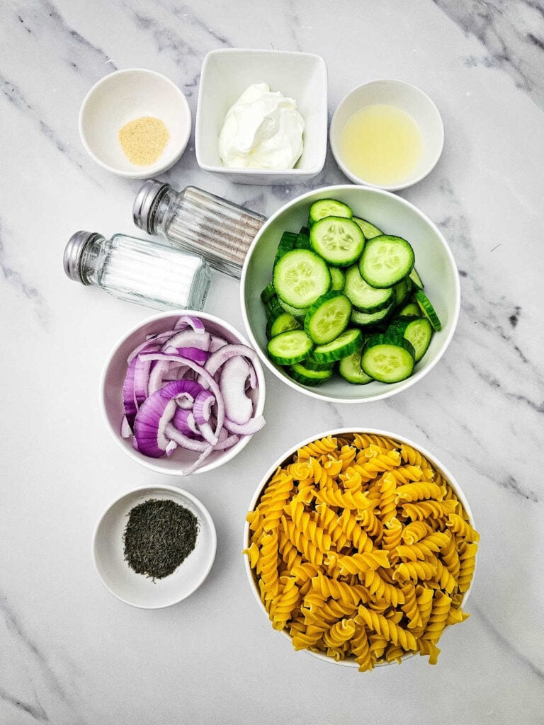 Cucumber pasta salad ingredients