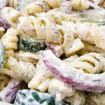 Cucumber pasta salad pin