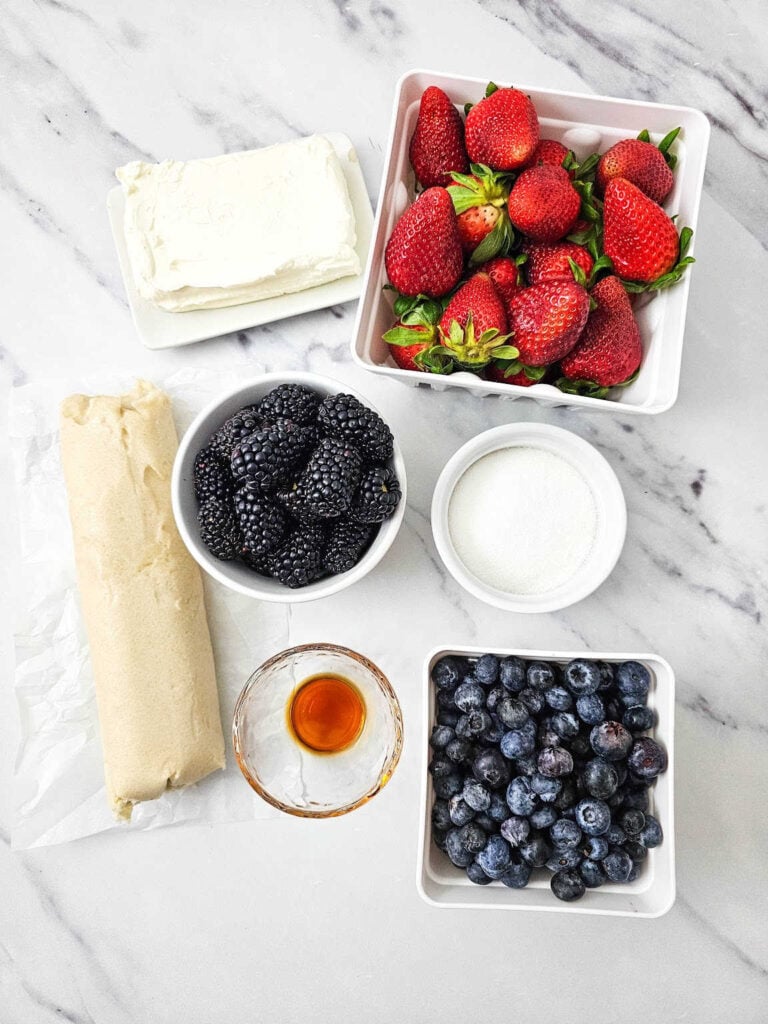 Red White and Blue Fruit Pizza ingredients