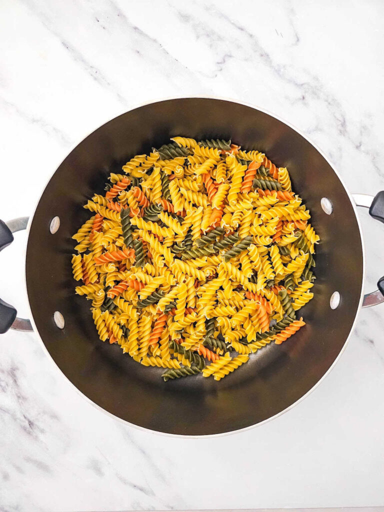 Smoked sausage pasta salad process 2