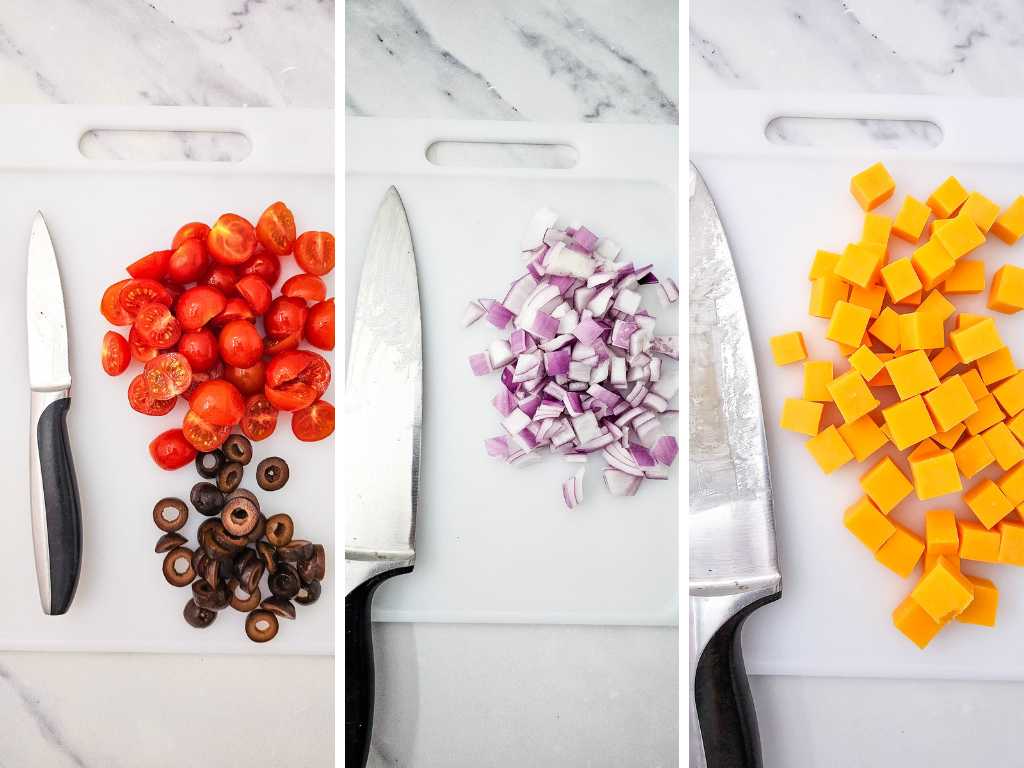Smoked sausage pasta salad process 3