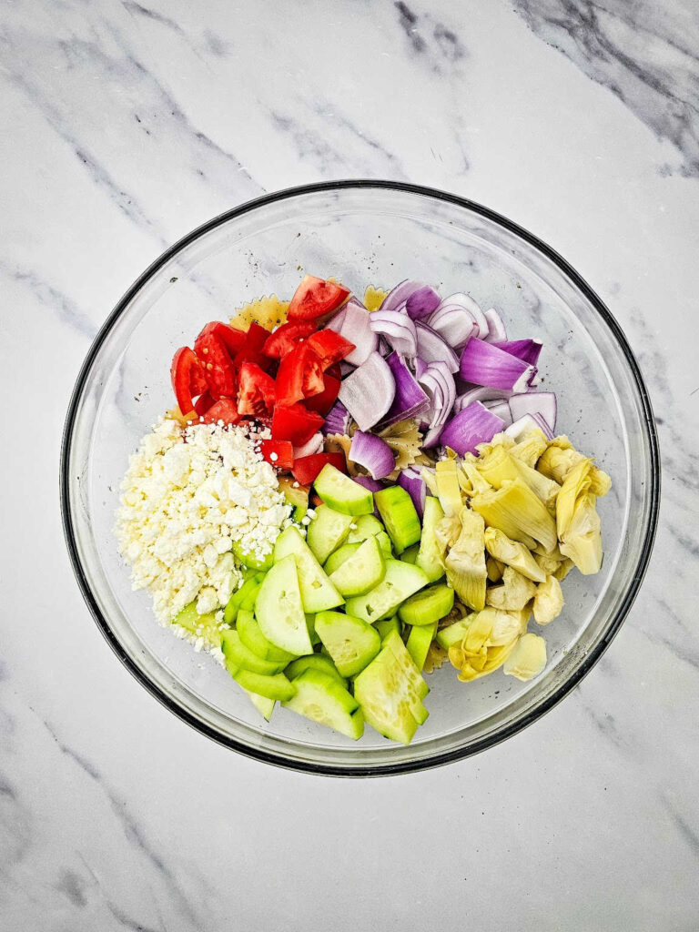 Greek pasta salad process 5