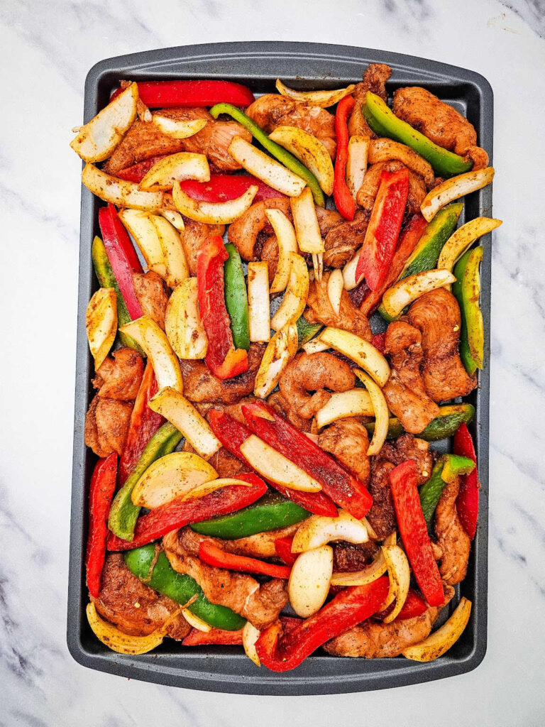 Sheet pan chicken fajitas process 5