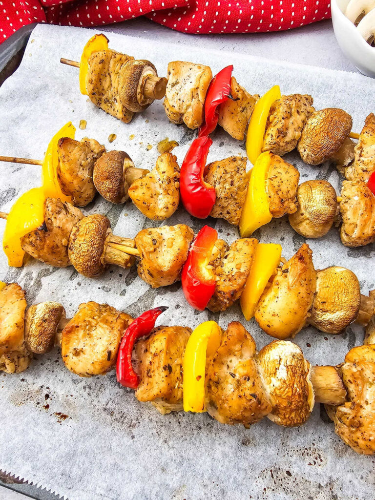 Sheet pan chicken kabobs