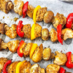 Sheet pan chicken kabobs pin