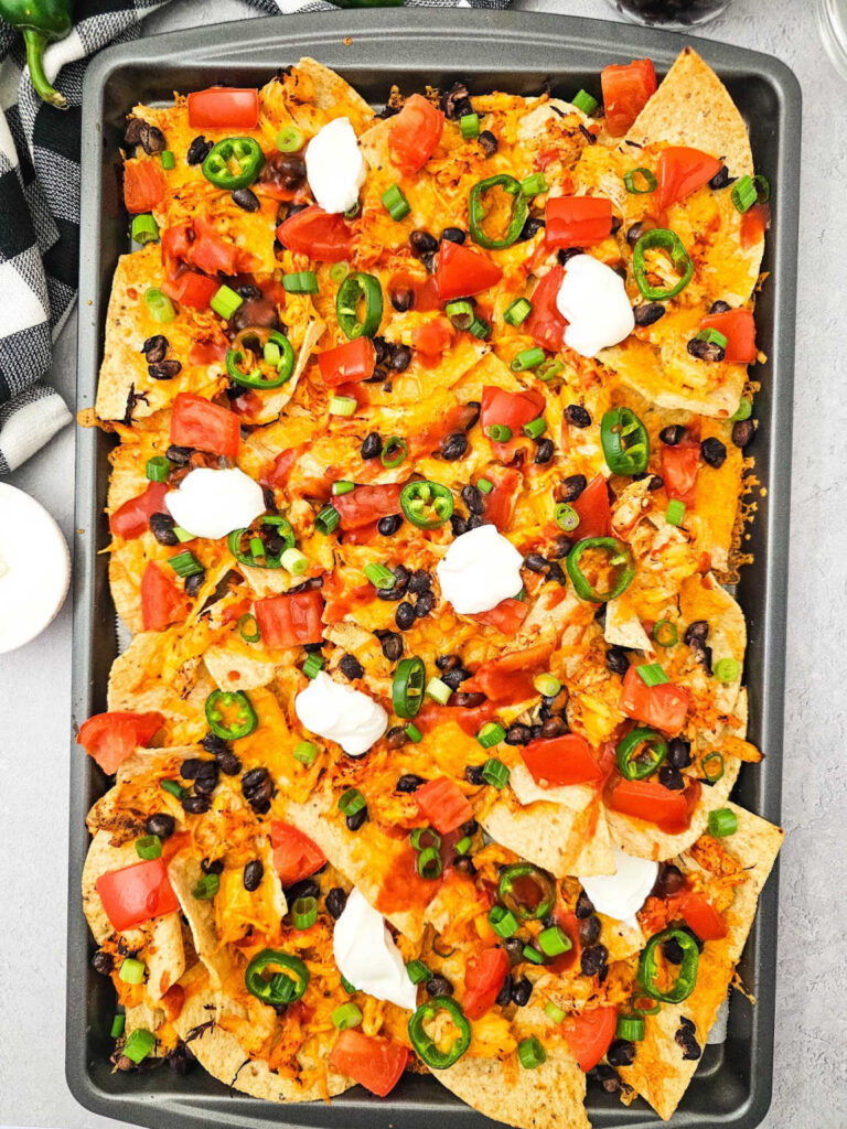 Sheet pan chicken nachos