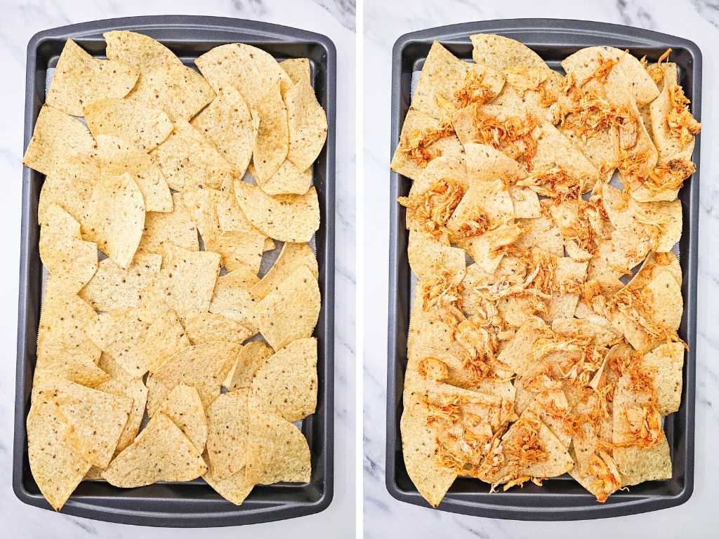 Sheet pan chicken nachos process 4