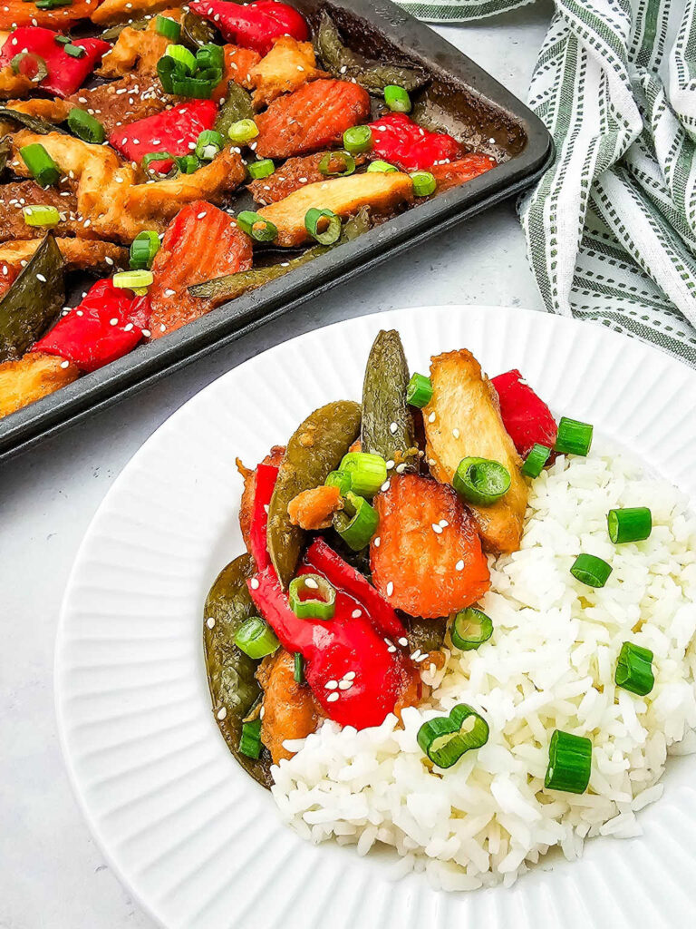 Sheet pan chicken stir fry