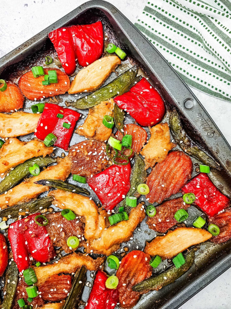 Sheet pan chicken stir fry