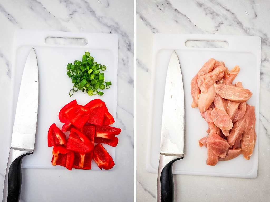 Sheet pan chicken stir fry process 2