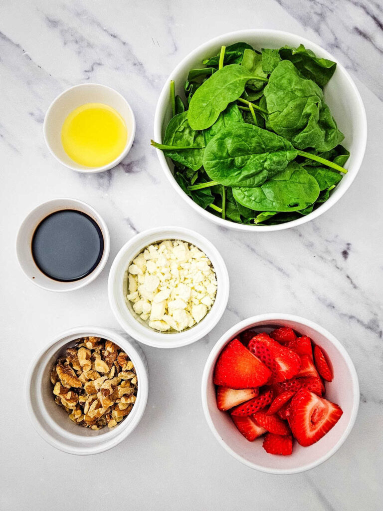 Spinach strawberry salad ingredients