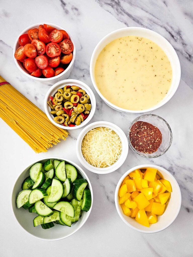 Summer spaghetti salad ingredients