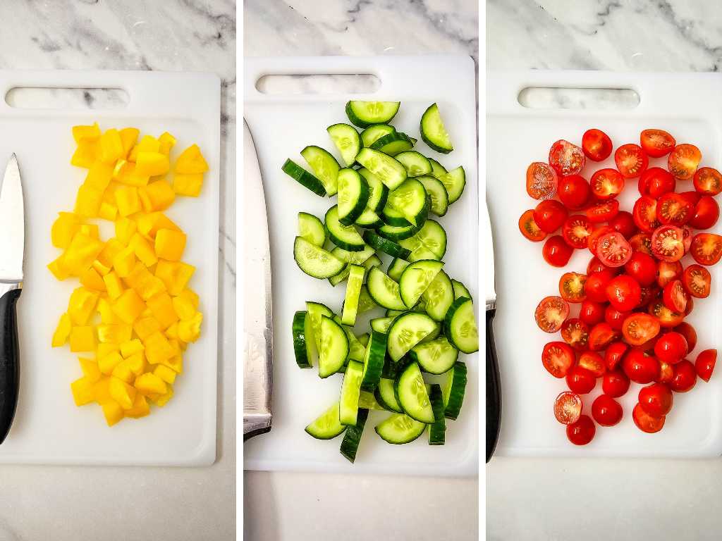 Summer spaghetti salad process 1