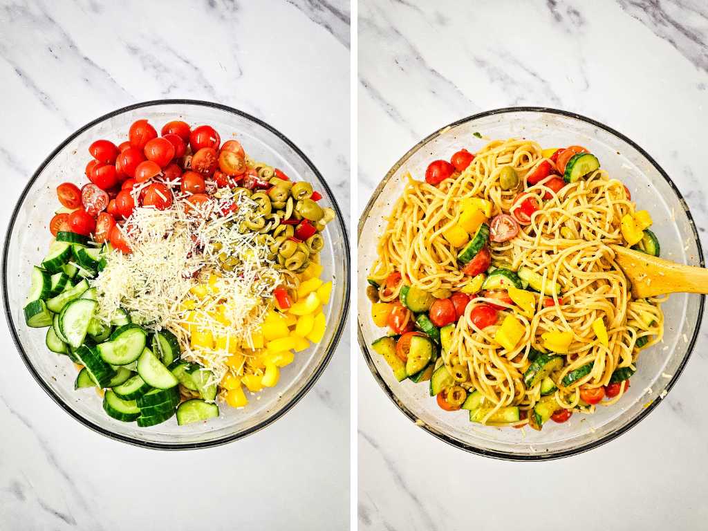 Summer spaghetti salad process 4