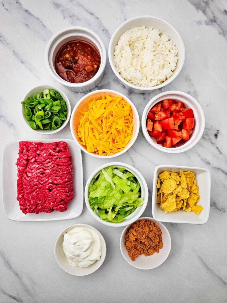 Taco rice bowl ingredients