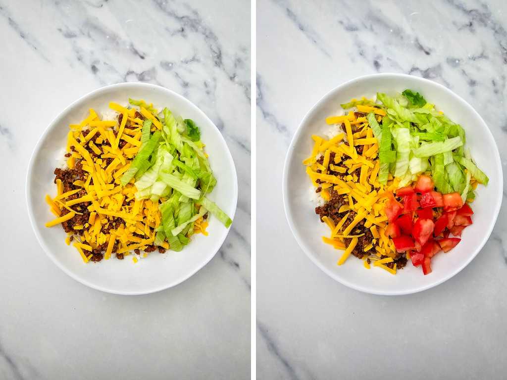 Taco rice bowl process 5