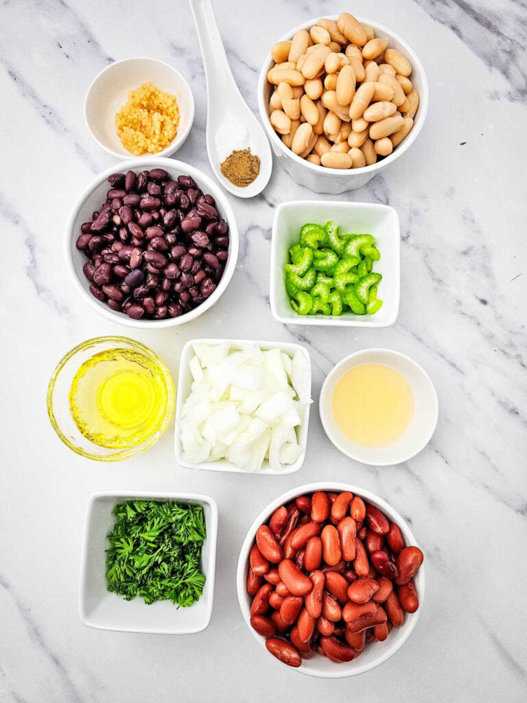 Three bean salad ingredients