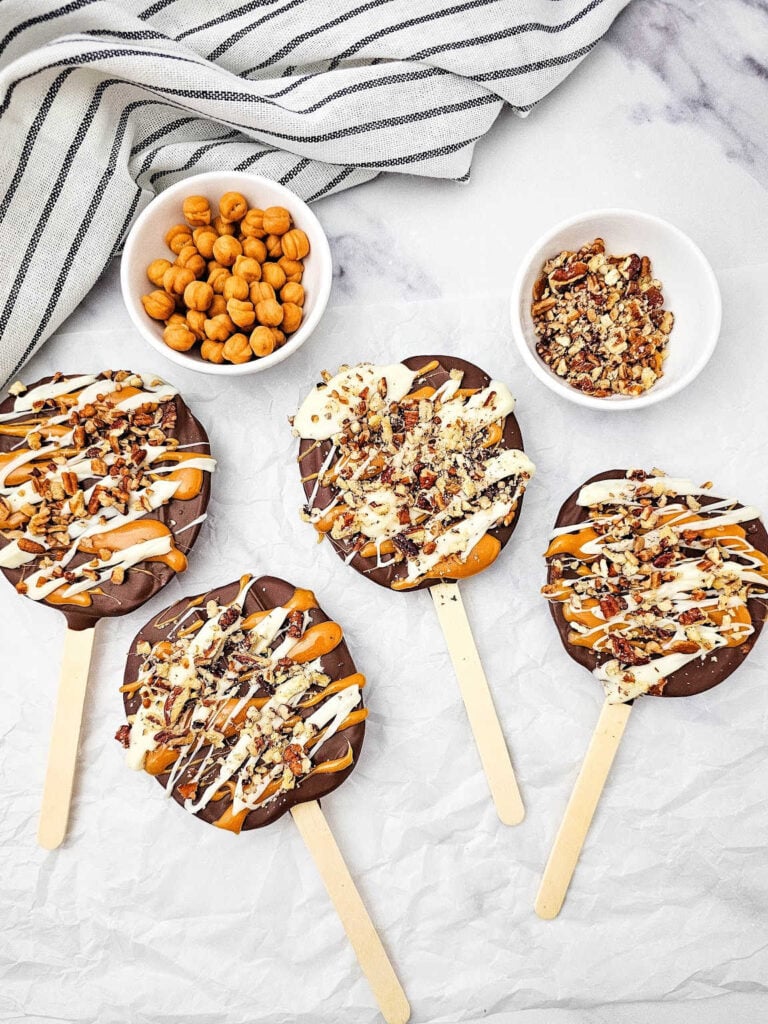 Chocolate Caramel Apple Slice Pops