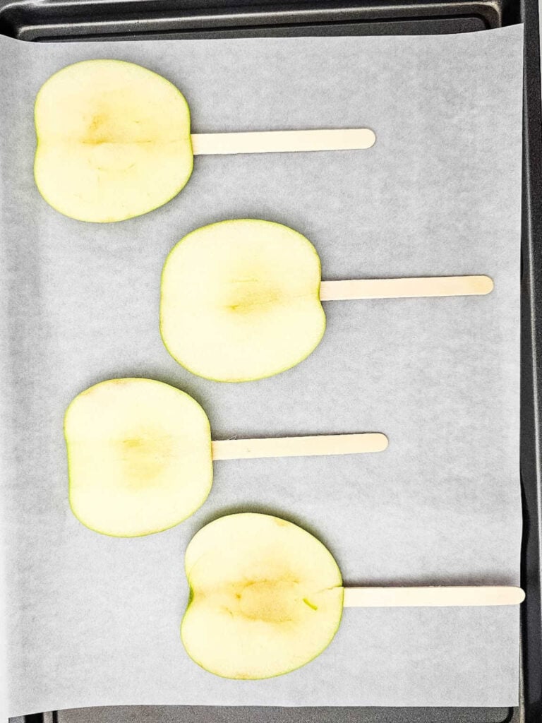 Chocolate Caramel Apple Slice Pops process 3