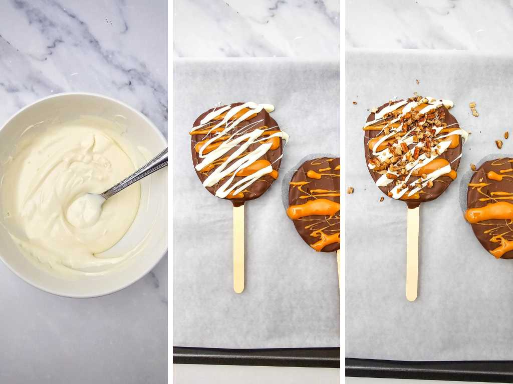 Chocolate Caramel Apple Slice Pops process 9