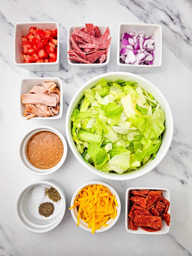 Chopped Italian Sub Salad ingredients