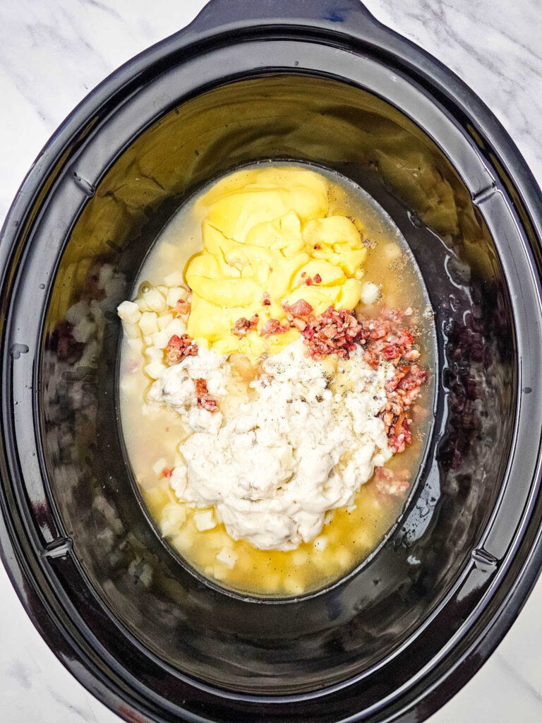 Crockpot loaded potato soup process 2