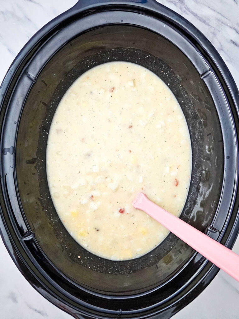 Crockpot loaded potato soup process 5