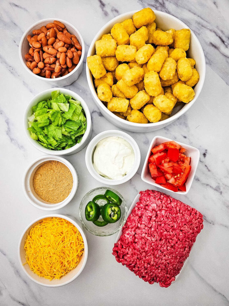 Sheet pan beef tater tot nachos ingredients