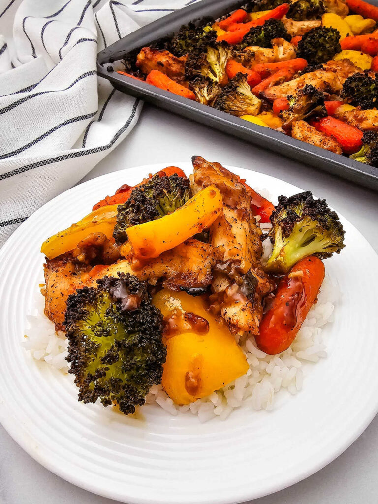 Sheet pan honey garlic chicken and veggies