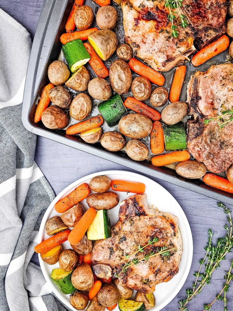 Sheet pan honey glazed pork chops