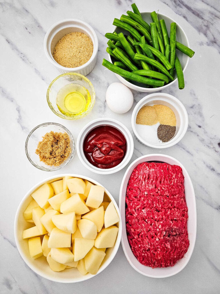Sheet pan mini meatloaf and veggies ingredients