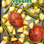 Sheet pan mini meatloaf and veggies pin
