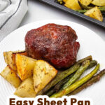 Sheet pan mini meatloaf and veggies pin
