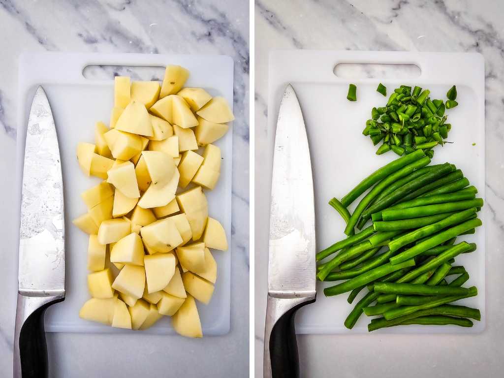Sheet pan mini meatloaf and veggies process 2