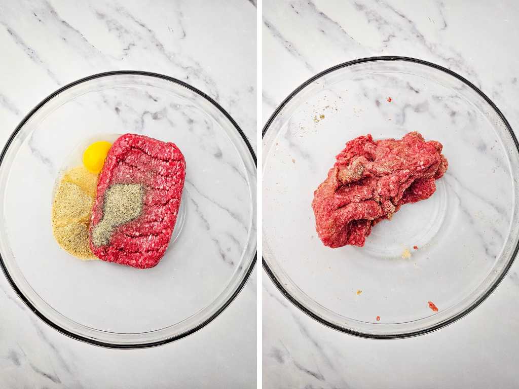Sheet pan mini meatloaf and veggies process 4