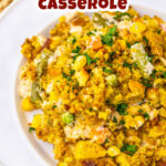 Chicken and stuffing pot pie casserole pin