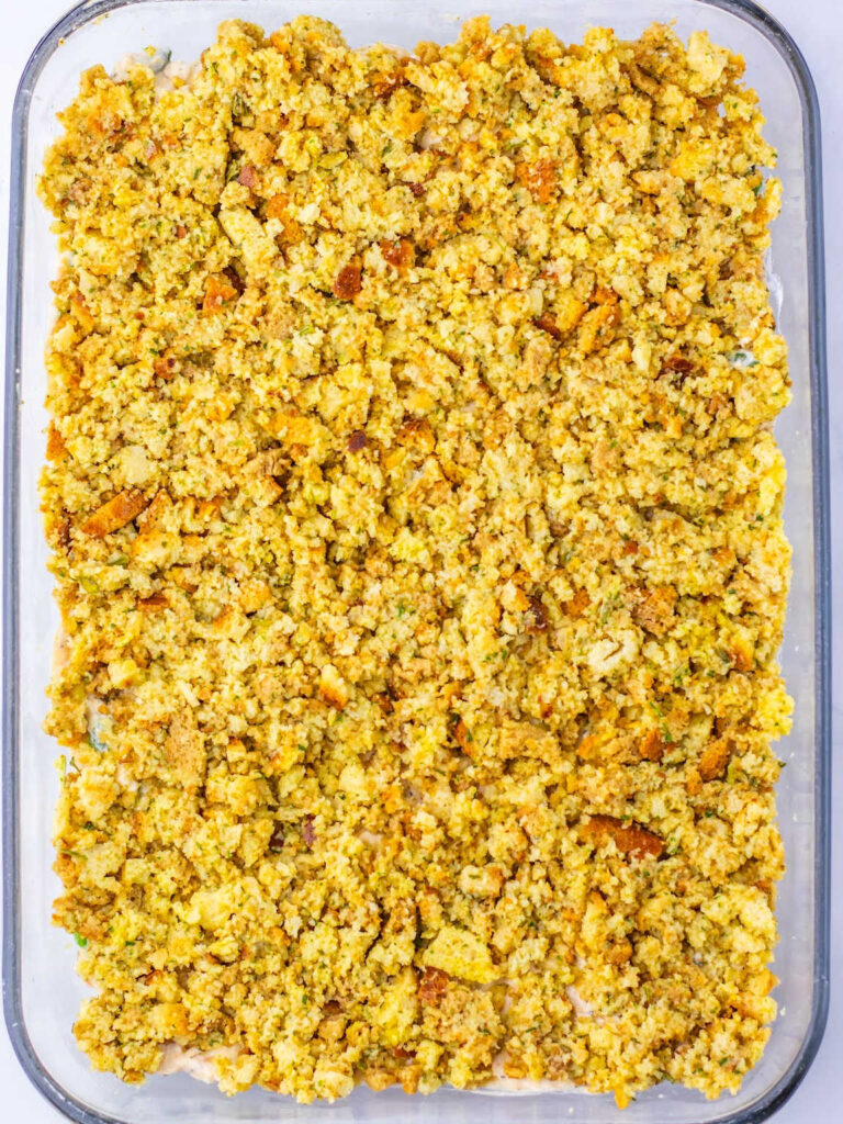 Chicken and stuffing pot pie casserole process 5